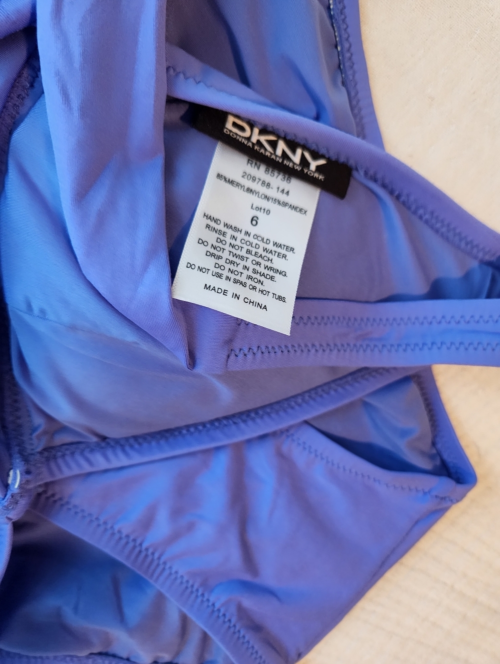 DKNY Blue Ruched One-Piece Swimsuit - Picture 3 of 7